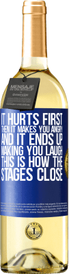 29,95 € Free Shipping | White Wine WHITE Edition It hurts first, then it makes you angry, and it ends up making you laugh. This is how the stages close Blue Label. Customizable label Young wine Harvest 2025 Verdejo