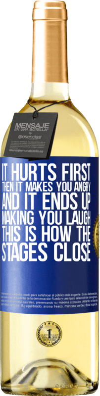 29,95 € Free Shipping | White Wine WHITE Edition It hurts first, then it makes you angry, and it ends up making you laugh. This is how the stages close Blue Label. Customizable label Young wine Harvest 2024 Verdejo