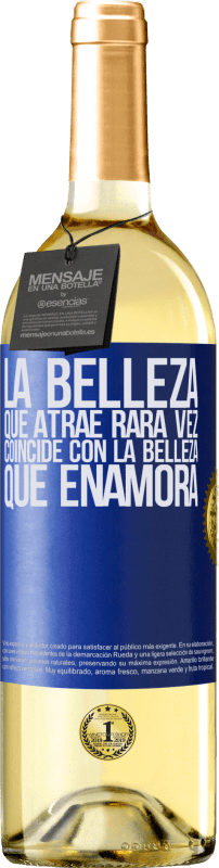 29,95 € Envío gratis | Vino Blanco Edición WHITE La belleza que atrae rara vez coincide con la belleza que enamora Etiqueta Azul. Etiqueta personalizable Vino joven Cosecha 2024 Verdejo