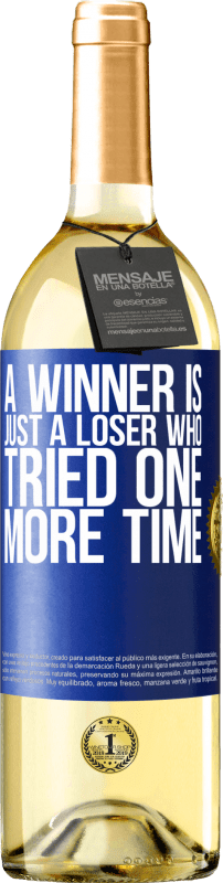29,95 € Бесплатная доставка | Белое вино Издание WHITE Победитель - просто неудачник, который попробовал еще раз Синяя метка. Настраиваемая этикетка Молодое вино Урожай 2023 Verdejo
