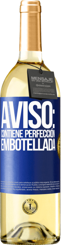 29,95 € Envío gratis | Vino Blanco Edición WHITE Aviso: contiene perfección embotellada Etiqueta Azul. Etiqueta personalizable Vino joven Cosecha 2024 Verdejo