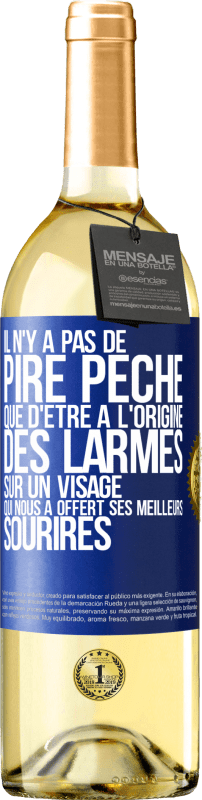 29,95 € Envoi gratuit | Vin blanc Édition WHITE Il n'y a pas de pire péché que d'être à l'origine des larmes sur un visage qui nous a offert ses meilleurs sourires Étiquette Bleue. Étiquette personnalisable Vin jeune Récolte 2024 Verdejo