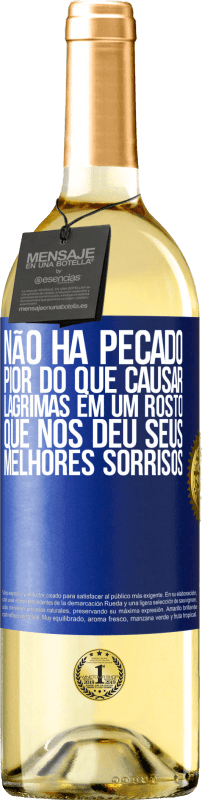 29,95 € Envio grátis | Vinho branco Edição WHITE Não há pecado pior do que causar lágrimas em um rosto que nos deu seus melhores sorrisos Etiqueta Azul. Etiqueta personalizável Vinho jovem Colheita 2024 Verdejo