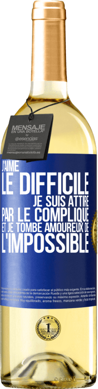 29,95 € Envoi gratuit | Vin blanc Édition WHITE J'aime le difficile, je suis attiré par le compliqué et je tombe amoureux de l'impossible Étiquette Bleue. Étiquette personnalisable Vin jeune Récolte 2024 Verdejo