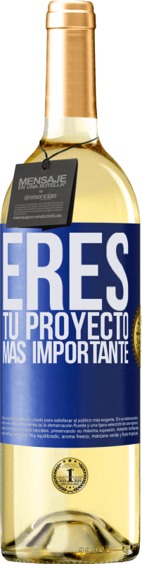 29,95 € Envío gratis | Vino Blanco Edición WHITE Eres tu proyecto más importante Etiqueta Azul. Etiqueta personalizable Vino joven Cosecha 2024 Verdejo