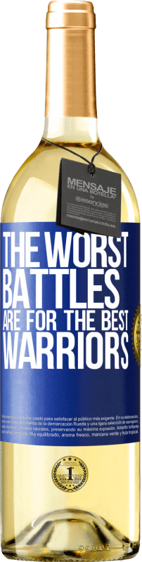 29,95 € Бесплатная доставка | Белое вино Издание WHITE Худшие сражения за лучших воинов Синяя метка. Настраиваемая этикетка Молодое вино Урожай 2023 Verdejo
