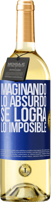 29,95 € Envío gratis | Vino Blanco Edición WHITE Imaginando lo absurdo se logra lo imposible Etiqueta Azul. Etiqueta personalizable Vino joven Cosecha 2023 Verdejo