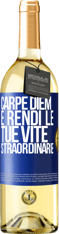 29,95 € Spedizione Gratuita | Vino bianco Edizione WHITE Carpe Diem e rendi le tue vite straordinarie Etichetta Blu. Etichetta personalizzabile Vino giovane Raccogliere 2023 Verdejo