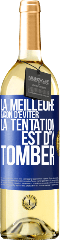 29,95 € Envoi gratuit | Vin blanc Édition WHITE La meilleure façon d'éviter la tentation est d'y tomber Étiquette Bleue. Étiquette personnalisable Vin jeune Récolte 2023 Verdejo