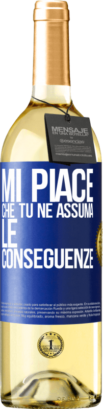 29,95 € Spedizione Gratuita | Vino bianco Edizione WHITE Mi piace che tu ne assuma le conseguenze Etichetta Blu. Etichetta personalizzabile Vino giovane Raccogliere 2024 Verdejo