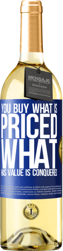 29,95 € 免费送货 | 白葡萄酒 WHITE版 您购买价格。有价值的东西被征服 蓝色标签. 可自定义的标签 青年酒 收成 2023 Verdejo