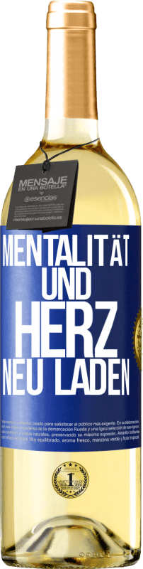 29,95 € Kostenloser Versand | Weißwein WHITE Ausgabe Mentalität und Herz neu laden Blaue Markierung. Anpassbares Etikett Junger Wein Ernte 2024 Verdejo