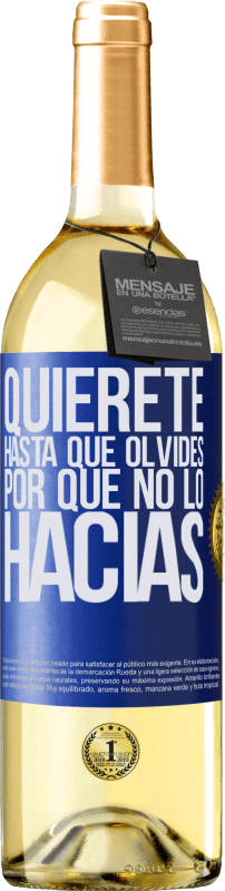 29,95 € Envío gratis | Vino Blanco Edición WHITE Quiérete, hasta que olvides por qué no lo hacías Etiqueta Azul. Etiqueta personalizable Vino joven Cosecha 2023 Verdejo