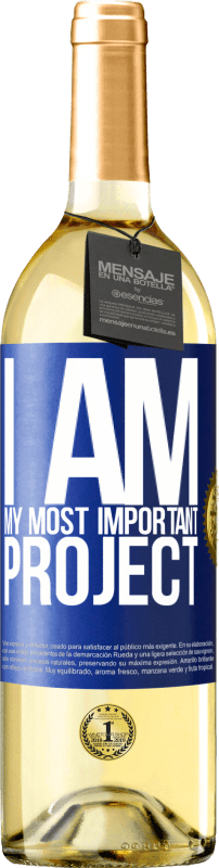 29,95 € Бесплатная доставка | Белое вино Издание WHITE Я мой самый важный проект Синяя метка. Настраиваемая этикетка Молодое вино Урожай 2023 Verdejo