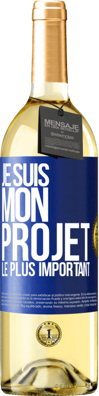 29,95 € Envoi gratuit | Vin blanc Édition WHITE Je suis mon projet le plus important Étiquette Bleue. Étiquette personnalisable Vin jeune Récolte 2023 Verdejo
