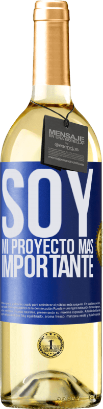 29,95 € Envío gratis | Vino Blanco Edición WHITE Soy mi proyecto más importante Etiqueta Azul. Etiqueta personalizable Vino joven Cosecha 2023 Verdejo