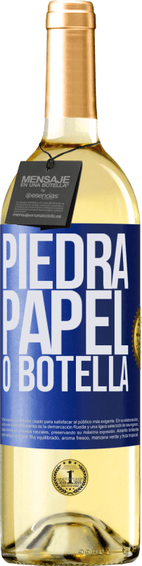 29,95 € Envío gratis | Vino Blanco Edición WHITE Piedra, papel o botella Etiqueta Azul. Etiqueta personalizable Vino joven Cosecha 2023 Verdejo