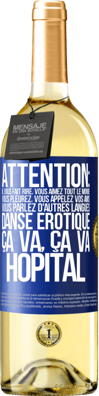 29,95 € Envoi gratuit | Vin blanc Édition WHITE Attention: il vous fait rire, vous aimez tout le monde, vous pleurez, vous appelez vos amis, vous parlez d'autres langues, danse Étiquette Bleue. Étiquette personnalisable Vin jeune Récolte 2024 Verdejo