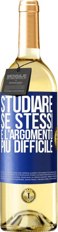 29,95 € Spedizione Gratuita | Vino bianco Edizione WHITE Studiare se stessi è l'argomento più difficile Etichetta Blu. Etichetta personalizzabile Vino giovane Raccogliere 2024 Verdejo