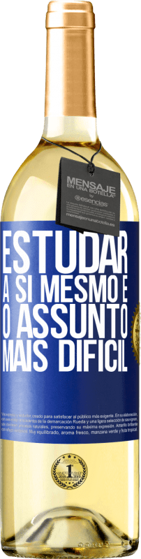 29,95 € Envio grátis | Vinho branco Edição WHITE Estudar a si mesmo é o assunto mais difícil Etiqueta Azul. Etiqueta personalizável Vinho jovem Colheita 2024 Verdejo