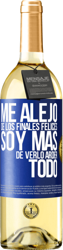 29,95 € Envío gratis | Vino Blanco Edición WHITE Me alejo de los finales felices, soy más de verlo arder todo Etiqueta Azul. Etiqueta personalizable Vino joven Cosecha 2024 Verdejo