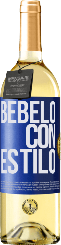 29,95 € Envío gratis | Vino Blanco Edición WHITE Bébelo con estilo Etiqueta Azul. Etiqueta personalizable Vino joven Cosecha 2023 Verdejo