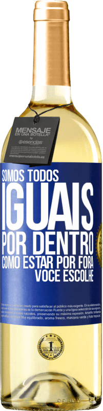 29,95 € Envio grátis | Vinho branco Edição WHITE Somos todos iguais por dentro, como estar por fora, você escolhe Etiqueta Azul. Etiqueta personalizável Vinho jovem Colheita 2024 Verdejo