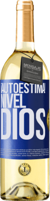 29,95 € Envío gratis | Vino Blanco Edición WHITE ¡Autoestima! Nivel dios Etiqueta Azul. Etiqueta personalizable Vino joven Cosecha 2024 Verdejo