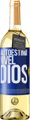 29,95 € Envío gratis | Vino Blanco Edición WHITE ¡Autoestima! Nivel dios Etiqueta Azul. Etiqueta personalizable Vino joven Cosecha 2025 Verdejo