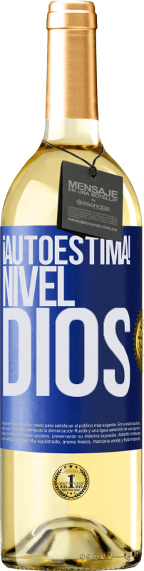 29,95 € Envío gratis | Vino Blanco Edición WHITE ¡Autoestima! Nivel dios Etiqueta Azul. Etiqueta personalizable Vino joven Cosecha 2025 Verdejo