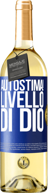 29,95 € Spedizione Gratuita | Vino bianco Edizione WHITE Autostima! Livello di Dio Etichetta Blu. Etichetta personalizzabile Vino giovane Raccogliere 2024 Verdejo