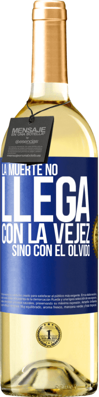 29,95 € Envío gratis | Vino Blanco Edición WHITE La muerte no llega con la vejez, sino con el olvido Etiqueta Azul. Etiqueta personalizable Vino joven Cosecha 2024 Verdejo