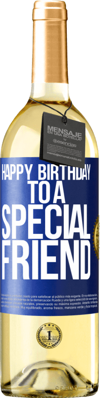 29,95 € Spedizione Gratuita | Vino bianco Edizione WHITE Buon compleanno ad un amico speciale Etichetta Blu. Etichetta personalizzabile Vino giovane Raccogliere 2023 Verdejo