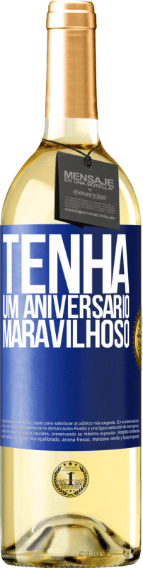 29,95 € Envio grátis | Vinho branco Edição WHITE Tenha um aniversário maravilhoso Etiqueta Azul. Etiqueta personalizável Vinho jovem Colheita 2023 Verdejo