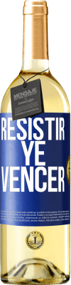 29,95 € Envío gratis | Vino Blanco Edición WHITE Resistir ye vencer Etiqueta Azul. Etiqueta personalizable Vino joven Cosecha 2024 Verdejo