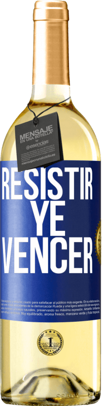 29,95 € Envío gratis | Vino Blanco Edición WHITE Resistir ye vencer Etiqueta Azul. Etiqueta personalizable Vino joven Cosecha 2023 Verdejo