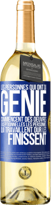 29,95 € Envoi gratuit | Vin blanc Édition WHITE Les personnes qui ont du génie commencent des oeuvres exceptionnelles. Les personnes qui travaillent dur les finissent Étiquette Bleue. Étiquette personnalisable Vin jeune Récolte 2024 Verdejo