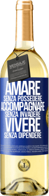 29,95 € Spedizione Gratuita | Vino bianco Edizione WHITE Amare senza possedere, accompagnare senza invadere, vivere senza dipendere Etichetta Blu. Etichetta personalizzabile Vino giovane Raccogliere 2024 Verdejo