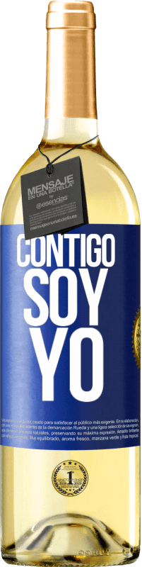 29,95 € Envío gratis | Vino Blanco Edición WHITE Contigo soy yo Etiqueta Azul. Etiqueta personalizable Vino joven Cosecha 2024 Verdejo