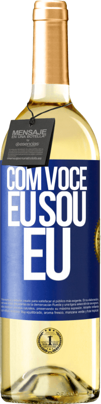 29,95 € Envio grátis | Vinho branco Edição WHITE Com você eu sou eu Etiqueta Azul. Etiqueta personalizável Vinho jovem Colheita 2023 Verdejo