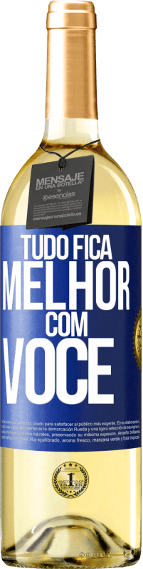 29,95 € Envio grátis | Vinho branco Edição WHITE Tudo fica melhor com você Etiqueta Azul. Etiqueta personalizável Vinho jovem Colheita 2024 Verdejo