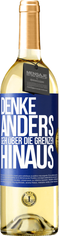 29,95 € Kostenloser Versand | Weißwein WHITE Ausgabe Denke anders. Geh über die Grenzen hinaus Blaue Markierung. Anpassbares Etikett Junger Wein Ernte 2024 Verdejo