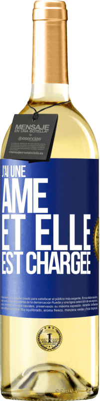 29,95 € Envoi gratuit | Vin blanc Édition WHITE J'ai une âme et elle est chargée Étiquette Bleue. Étiquette personnalisable Vin jeune Récolte 2023 Verdejo