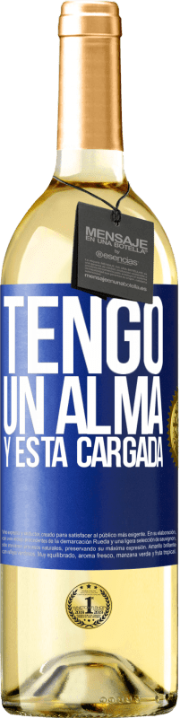 29,95 € Envío gratis | Vino Blanco Edición WHITE Tengo un alma y está cargada Etiqueta Azul. Etiqueta personalizable Vino joven Cosecha 2023 Verdejo