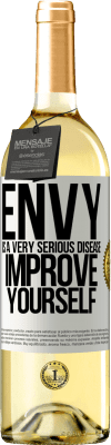 29,95 € 免费送货 | 白葡萄酒 WHITE版 嫉妒是一种非常严重的疾病，可以改善自己 白标. 可自定义的标签 青年酒 收成 2024 Verdejo