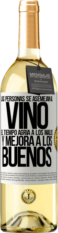 29,95 € Envío gratis | Vino Blanco Edición WHITE Las personas se asemejan al vino. El tiempo agria a los malos y mejora a los buenos Etiqueta Blanca. Etiqueta personalizable Vino joven Cosecha 2024 Verdejo