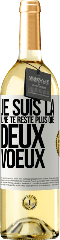 29,95 € Envoi gratuit | Vin blanc Édition WHITE Je suis là. Il ne te reste plus que deux voeux Étiquette Blanche. Étiquette personnalisable Vin jeune Récolte 2024 Verdejo