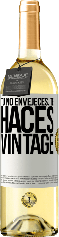 29,95 € Envío gratis | Vino Blanco Edición WHITE Tú no envejeces, te haces vintage Etiqueta Blanca. Etiqueta personalizable Vino joven Cosecha 2023 Verdejo