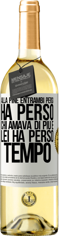 29,95 € Spedizione Gratuita | Vino bianco Edizione WHITE Alla fine, entrambi persi. Ha perso chi amava di più e lei ha perso tempo Etichetta Bianca. Etichetta personalizzabile Vino giovane Raccogliere 2024 Verdejo