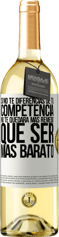 29,95 € Envío gratis | Vino Blanco Edición WHITE Si no te diferencias de tu competencia, no te quedará más remedio que ser más barato Etiqueta Blanca. Etiqueta personalizable Vino joven Cosecha 2024 Verdejo